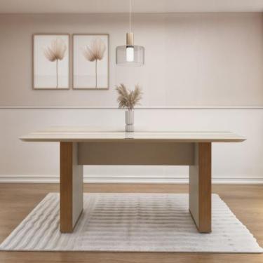 Imagem de Mesa de Jantar 6 Lugares Retangular 160cm Tampo Vidro/MDF Julia - Vald