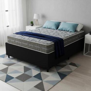 Imagem de Cama Box baú casal Preto + Colchão de mola ensacada - k-house