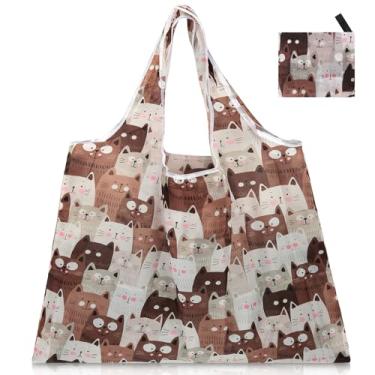 Imagem de Sacolas de compras reutilizáveis de poliéster dobrável, lindas sacolas de compras reutilizáveis para mulheres, grandes, resistentes, laváveis na máquina