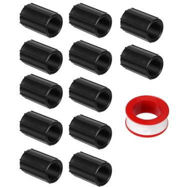Imagem de Conector rosqueado fêmea de 12 peças de 1/2 polegada, com fita de vedação, encaixe fêmea duplo, acoplamento de rosca fêmea, encaixe de tubo de irrigação de PVC para sistemas de irrigação por