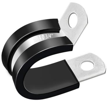 Imagem de 16 braçadeiras de cabo de 3/4 polegadas Braçadeira de fio isolada de borracha de aço inoxidável 304, braçadeiras de tubo, braçadeira de metal