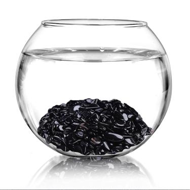 Imagem de Seixos de cascalho polido, pedras polidas naturais para canteiro de flores, plantas de aquário 100 ml (preto)