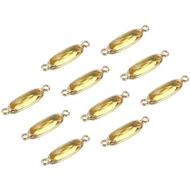 Imagem de Elo de conector de pedra do mês de nascimento, 10 peças de elos transparentes de diamante, joias de vidro, achados de contas de cristal para pingentes, colar, pulseira, brinco, tom dourado