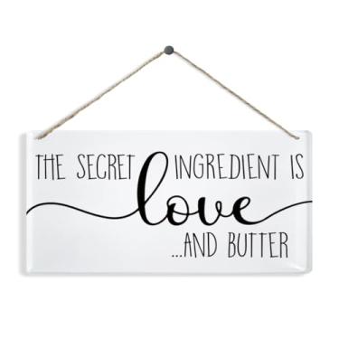 Imagem de O ingrediente secreto é sinal de amor e manteiga, placas de decoração de cozinha, decorações acrílicas para pendurar na parede, decoração de parede de cozinha, placa de acrílico decorativa para casa