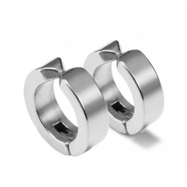 Imagem de Conjunto de brincos masculinos de argola pequena de aço inoxidável, preto, prata, ouro, design liso com fecho seguro para uso diário e amantes da moda, 13mm*4mm, Aço inoxidável, Sem pedra preciosa