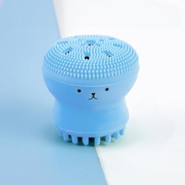 Imagem de Escova de silicone para limpeza facial em forma de polvo, escova de massagem esfoliante, azul