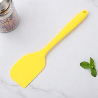 Imagem de Generic Espátula de cozinha, raspador, creme, espátula, tamanho grande, lavável na lava-louças, silicone, amarelo, 27 x 5,3 cm