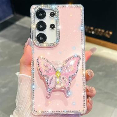 Imagem de Capa para Galaxy A56 5G Glitter Star Butterly Stand Capa de celular fofa (para Galaxy A56 5G/rosa)