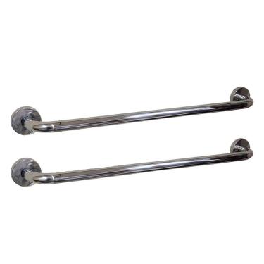 Imagem de Barra Alça Apoio Kit 2 Uni Aço Inox 50cm Idoso Acessibilidade Pcd Cadeirante Gestante Suporte Anti Queda Banheiro Box