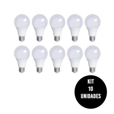 Imagem de Lâmpada Led 12W Bulbo Fria Kit 10 Unidades Soquete E27 Bivol
