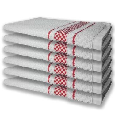 Imagem de 6 Panos De Prato Atoalhado Felpudo 370G/M² Premium Vermelho