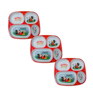 Imagem de Kit 3 Pratos Divisória Infantil Disney Minnie Melamine 24cm - Yangzi