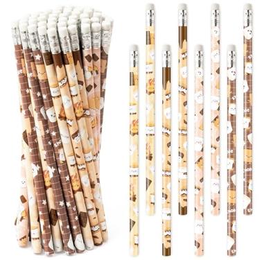 Imagem de Xqumoi Lápis S'Mores com borracha – S'More Love Fun #2 HB Pencils, Classroom Student Rewards Camping Back to School Material de escritório Marshmallow Goodie Bag Fillers Stuffers Campfire Party Favors