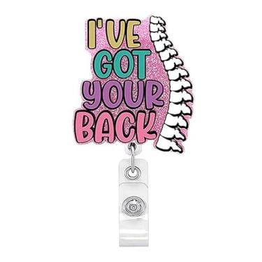 Imagem de Carretel de crachá I've Got Your Back, porta-crachá retrátil de quiropraxia para assistente de quiropraxia estudante de enfermagem, suporte de clipes de chiiro, ajuste da coluna, cartão de
