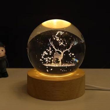 Imagem de Luminária de Mesa Bola de Cristal com LED - Luz Noturna para Quarto, Presente Decorativo 3D para Natal e Aniversário(2001-18)