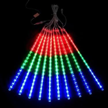 Imagem de Pisca Pisca Natal Cascata Tubos Pisca Pisca Led Natal Queda 50cm C/ 8 Tubos, Essencial para Jardins Românticos(Colorido)