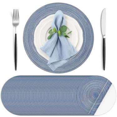 Imagem de Geosar Jogo americano descartável, 100 peças, tecido de algodão, 33 cm, jogo americano redondo rústico, descartável, para decoração de mesa de jantar, aniversário, casamento, festa de chá de bebê