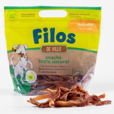 Imagem de Filos Petisco para Cães Strip Suíno Natural 430 gr sem Corantes nem Conservantes Rico em Proteina e Colágeno Auxilia na Limpeza dos Dentes