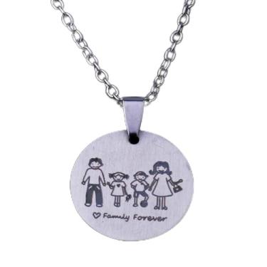 Imagem de Colar com pingente para pais, filha, filho, cachorro, colar com pingente de família para mulheres, presente de aniversário e Natal, Medium, Aço inoxidável, \