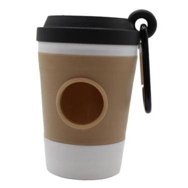 Imagem de Bothyi Porta-sacos portátil multifuncional para recolher fezes de cachorro, leve e compacto, 8 x 5 cm, com mosquetão. Ideal para donos de animais de, Tampa Preta