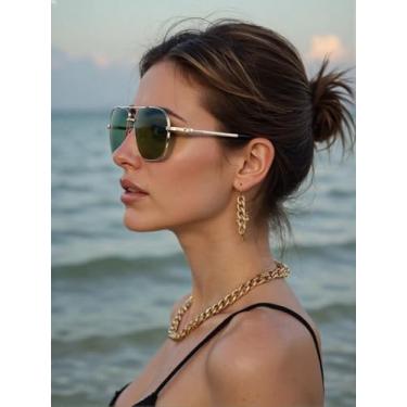 Imagem de Óculos de sol polarizados para homens e mulheres, vintage, oval, aviador, para dirigir, para pesca, óculos de sol de metal, Ouro/G15