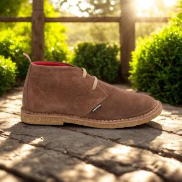 Imagem de Bota coturno casual masculina feminina couro camurça solado borracha c