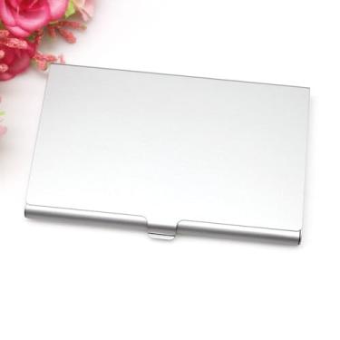 Imagem de Carteira de cartão de visita, antifurto, carteira de metal criativa, ultrafina, unissex (prata)