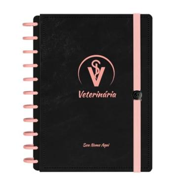 Imagem de Caderno De Disco Iscool Inteligente Personalizado 140 Folhas Profissões Preto Rosê Veterinária Grande G+
