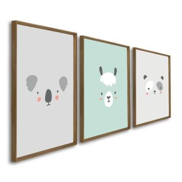 Imagem de Quadro Decorativo Infantil Flores e Borboletas 3 Telas 60x90cm para Qu