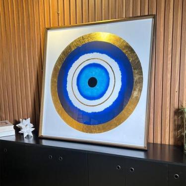 Imagem de Quadro Decorativo Artesanal Olho Grego 100x100cm Feito a Mão 1 Tela pa