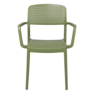 Imagem de Cadeira Tramontina Serena Em Polipropileno Verde Oliva Com Braços