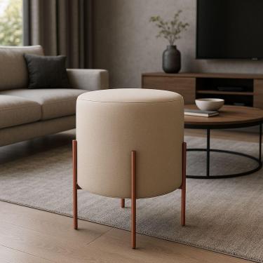 Imagem de Kit 2 Puffs Orgânicos Veludo Thor Com Pés De Ferro Rosê - 7 Decor Vermelho