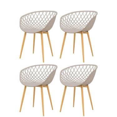 Imagem de Kit 4 Cadeiras Clarice Rivatti Polipropileno Nude Base Metal