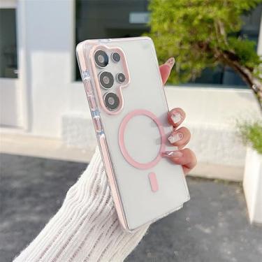 Imagem de Capa rígida magnética de acrílico transparente de luxo, rosa, para Galaxy A56