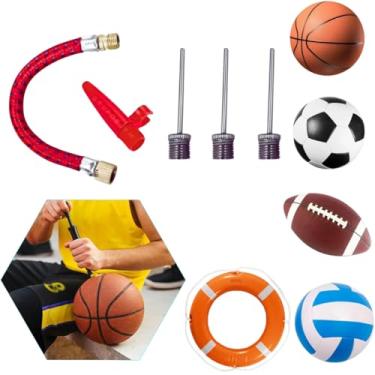 Imagem de Kit Completo de Bicos para Bomba de Ar com Mangueira – 5 Peças Universais para Encher Bola, Pneus, Bike, Colchão Inflável e Boia