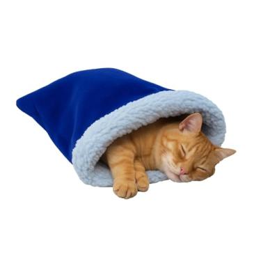 Imagem de Saco de Dormir com Sherpa Caminha de Dormir para Pet de Pequeno Porte Cães, Gatos e Roedores (AZUL)