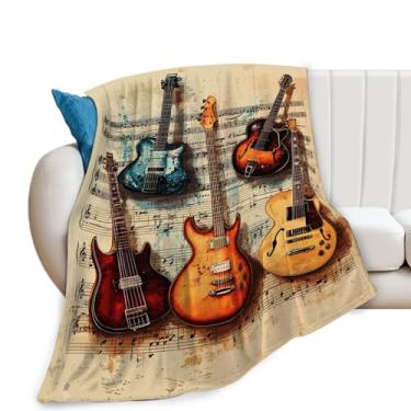 Imagem de Cobertor de guitarra, cobertor de guitarra, presentes musicais, cobertores de flanela de lã para meninas, mulheres, homens, meninos, amantes, adultos, presente de cama macio para sofá-cama, escritório