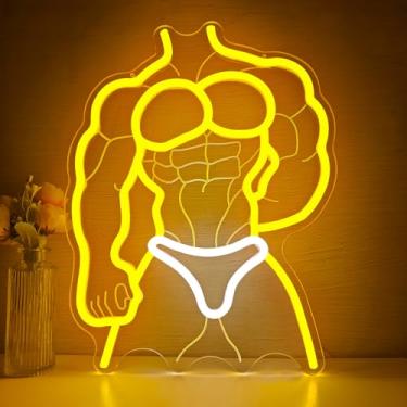 Imagem de hhuohuona Sinal de néon corporal masculino para fisiculturista, letreiro de LED, regulável, músculo, masculino, luzes de néon, academia, academia, academia, clube esportivo