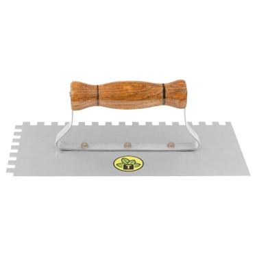 Imagem de Desempenadeira Metálica De Base Lisa Tramontina Com Dentes Com Cabo De Madeira