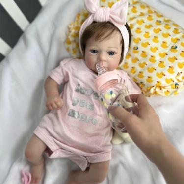 Imagem de Bebê Reborn Menina Artesanal Realista Cabelo Implantado Fio A Fio