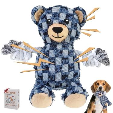 Imagem de PAWCHIE Cowboy Squeaky Dog Toys Dog Company, robusto urso mastigável, cabo de guerra de braço de corda e brinquedos interativos para filhotes de tédio, brinquedos macios de pelúcia para dentição de