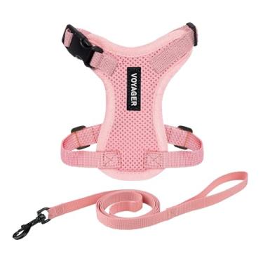 Imagem de Peitoral para gatos Voyager Step-in Lock ajustável com conjunto de coleira para gatos com alça de neoprene de 1,5 m - suporta gatos de raças pequenas, médias e grandes da Best Pet Supplies - rosa, P