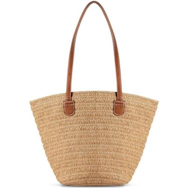 Imagem de Bolsa de ombro com vazio rattan Estilo natural fashion Couro PU Palha Leve Casual Férias Respirável Ecológico mão
