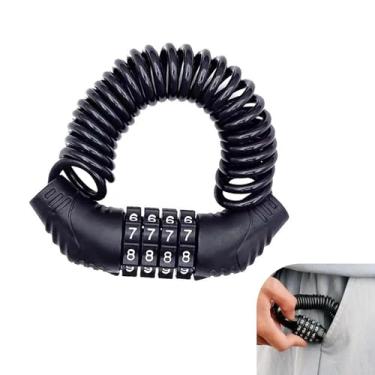 Imagem de Dogary Trava de capacete de motocicleta, cadeado de combinação de corrente retrátil com senha de 4 dígitos, acessório antifurto retrátil portátil para carrinho de bebê, universal para a maioria das