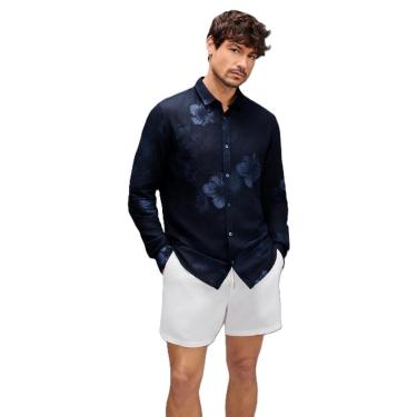 Imagem de Camisa Linho Estampada Indigo Bloom Reserva-Masculino