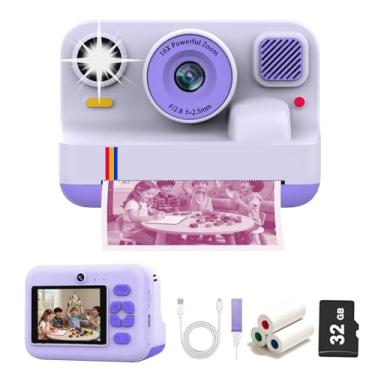 Imagem de Câmera de impressão instantânea para crianças, câmera digital instantânea, presentes de aniversário de Natal para meninos de 3 a 16 anos, impressora portátil de brinquedo com cartão de 32 G e 3 rolos