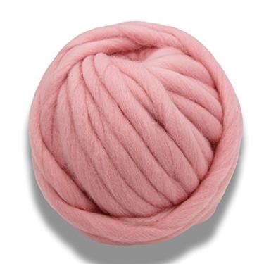 Imagem de Fio supergrosso de lã de merino - Fio volumoso para tricô de dedo, feltro de crochê, cobertor e artesanato da FLORAKNIT, Pale Pink, Medium-20mm 0.55LB, 1