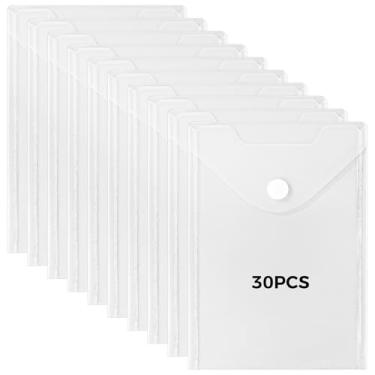 Imagem de Pacote com 30 capas de plástico transparente para armazenamento de documentos, envelopes A5 à prova d'água para papéis, cartões, moldes de artesanato, organização de escritório