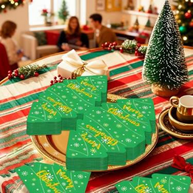 Imagem de 20 guardanapos de papel de Natal, guardanapos descartáveis com tema de árvore de Natal para celebrações de férias, festas de aniversário e reuniões festivas (estilo 4)