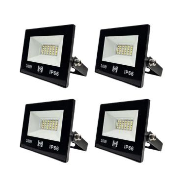 Imagem de Kit 4 Refletor Led 30w Smd Bivolt 6500k Fachada Pavilhão Ip66 Mx-0316